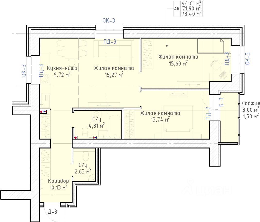 планировка квартиры 70 м2